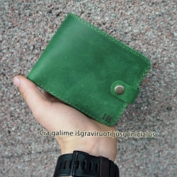 Lietuviška odinė piniginė P13K10DV1 žalia