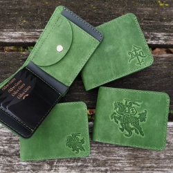 10 x 13 cm Lietuviškos odinės piniginės su Vyčiu P13K4K, Žalia