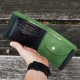 Lietuviškos odinės piniginės P13K4K su Gediminaičių stulpais, Žalia