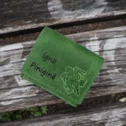 Minimalistinė odinė piniginė VP1 žalia su Vyčiu, Graviruojame
