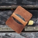 Lietuviška minimalistinė odinė kortelių piniginė K1 su Vyčiu, Ruda