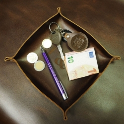 Lietuviškas odinis padėkliukas raktams, pinigams, odinė dėžutė raktams pinigams