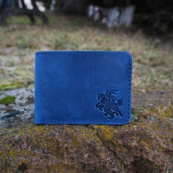 9 x 11,5 cm Lietuviška odinė vyriška piniginė su Vyčiu P4K3L1 Mėlyna piniginė