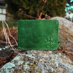 9 x 11,5 cm Lietuviška odinė vyriška piniginė su Vyčiu P4K3L1 žalia piniginė