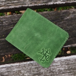 10 x 13 cm Lietuviška vyriška odinė piniginė su Vyčiu P13K4K su Vyčiu, Žalia