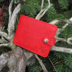 Lietuviška Raudona vyriška odinė piniginė su Vyčiu P13K4K
