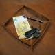 Lietuviškas odinis padėkliukas raktams su Vyčiu, pinigams, odinė dėžutė raktams pinigams