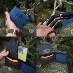 10 x 13 cm Lietuviška vyriška odinė piniginė su Vyčiu P10x13k10mK10p3Zps1uSsu užtrauktuku, su Vyčiu, Mėlyna