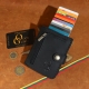 10,5 x 9 cm V12x2 Moderni Lietuviška odinė piniginė su dvigubu RFID iššokančių kortelių dėklu, su Vyčiu IK2mZK4uS