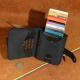 10,5 x 9 cm V12x2 Moderni Lietuviška odinė piniginė su dvigubu RFID iššokančių kortelių dėklu, su Vyčiu IK2mZK4uS