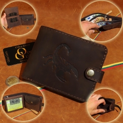 10 x 13 cm Odos Guru Lietuviška rankų darbo vyriška odinė piniginė